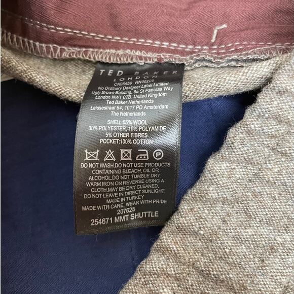 Ted Baker NWT Shuttle Leyden Flannel Brown Trousers Size 34R Flat Front Wool - Picture 7 of 11